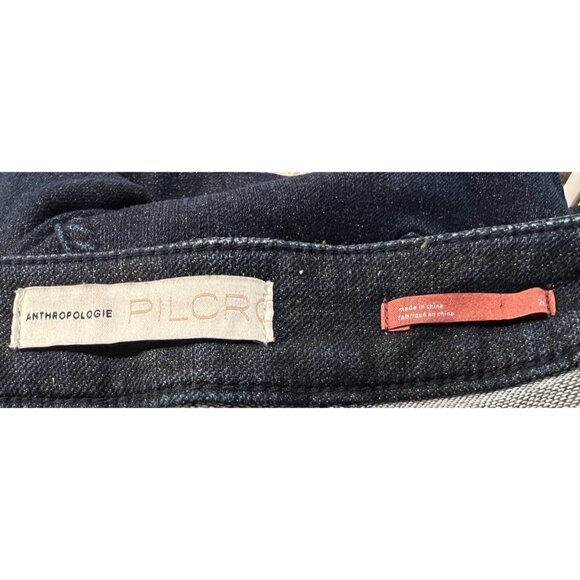 Pilcro Anthropologie Sz 26 High Rise Dark Blue Denim Gold Shimmer Legging Jeans - Picture 8 of 12